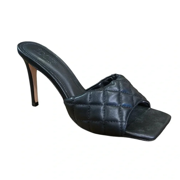 Idore Quilted Square Toe Stiletto Heel Black Size 9 - Picture 1 of 10
